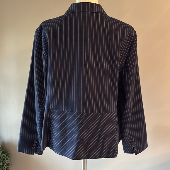 NWT Talbots Blue Pinstripe Blazer Professional Suit Jacket cotton stretch 18W - Picture 6 of 13